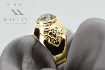 Жълт перидот 14K жълто злато Пръстен Винтидж бижута vrc078y